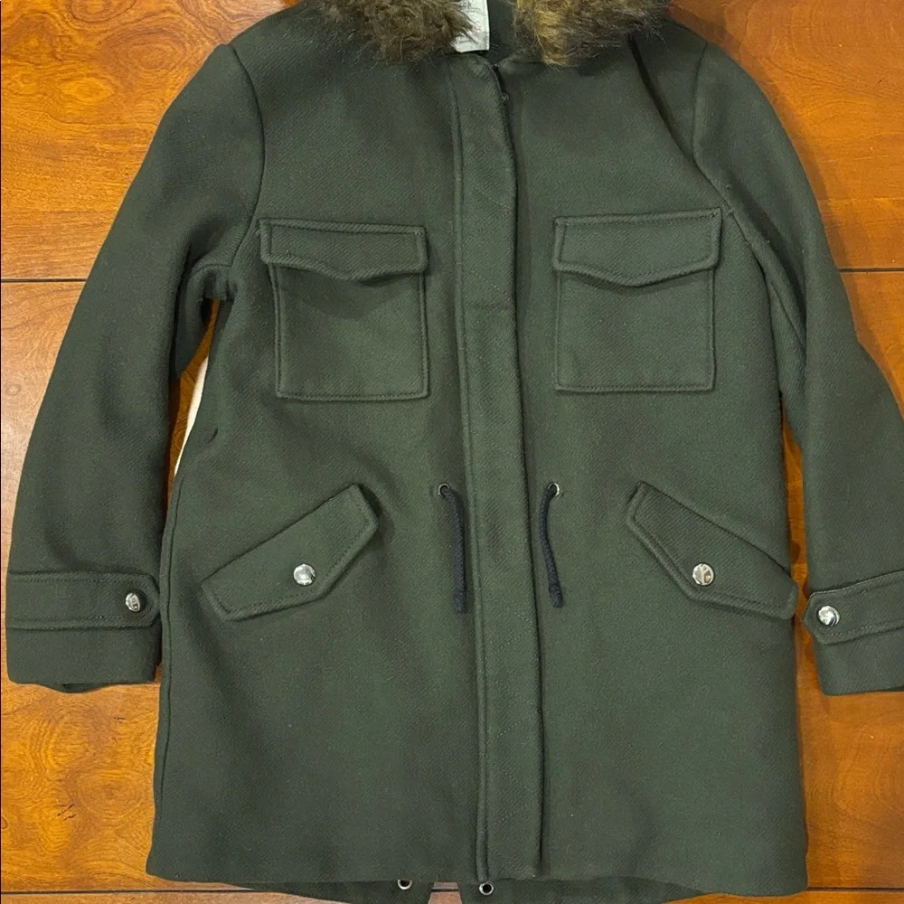Zara Kids Wool Blend Faux Fur‎ Hooded Coat
